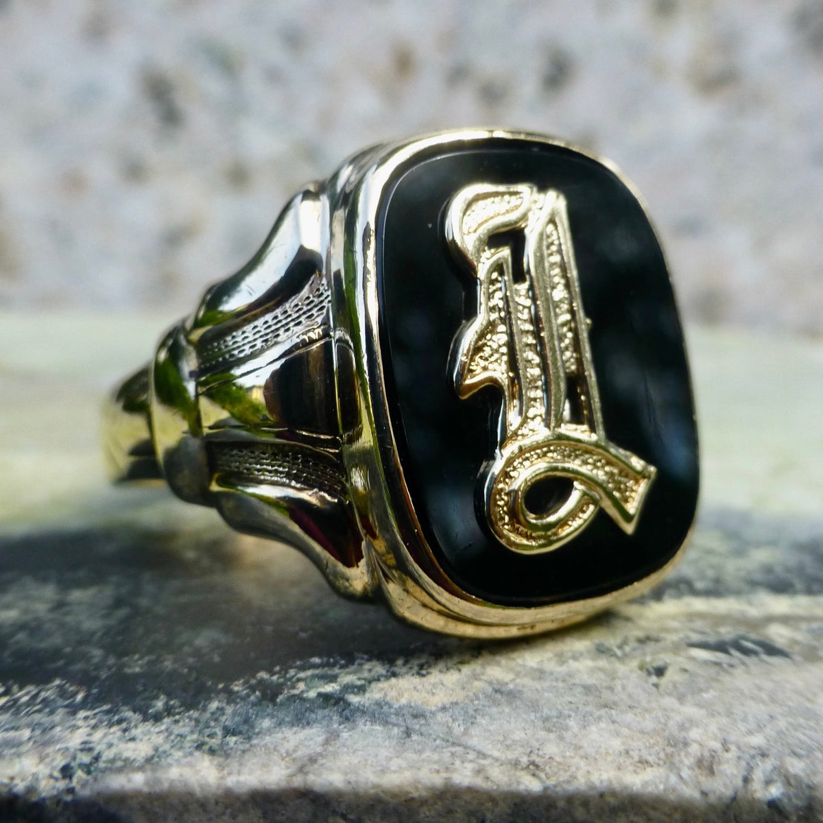 Vintage Men's Letter J Onyx Signet Ring – Sea Fare Vintage