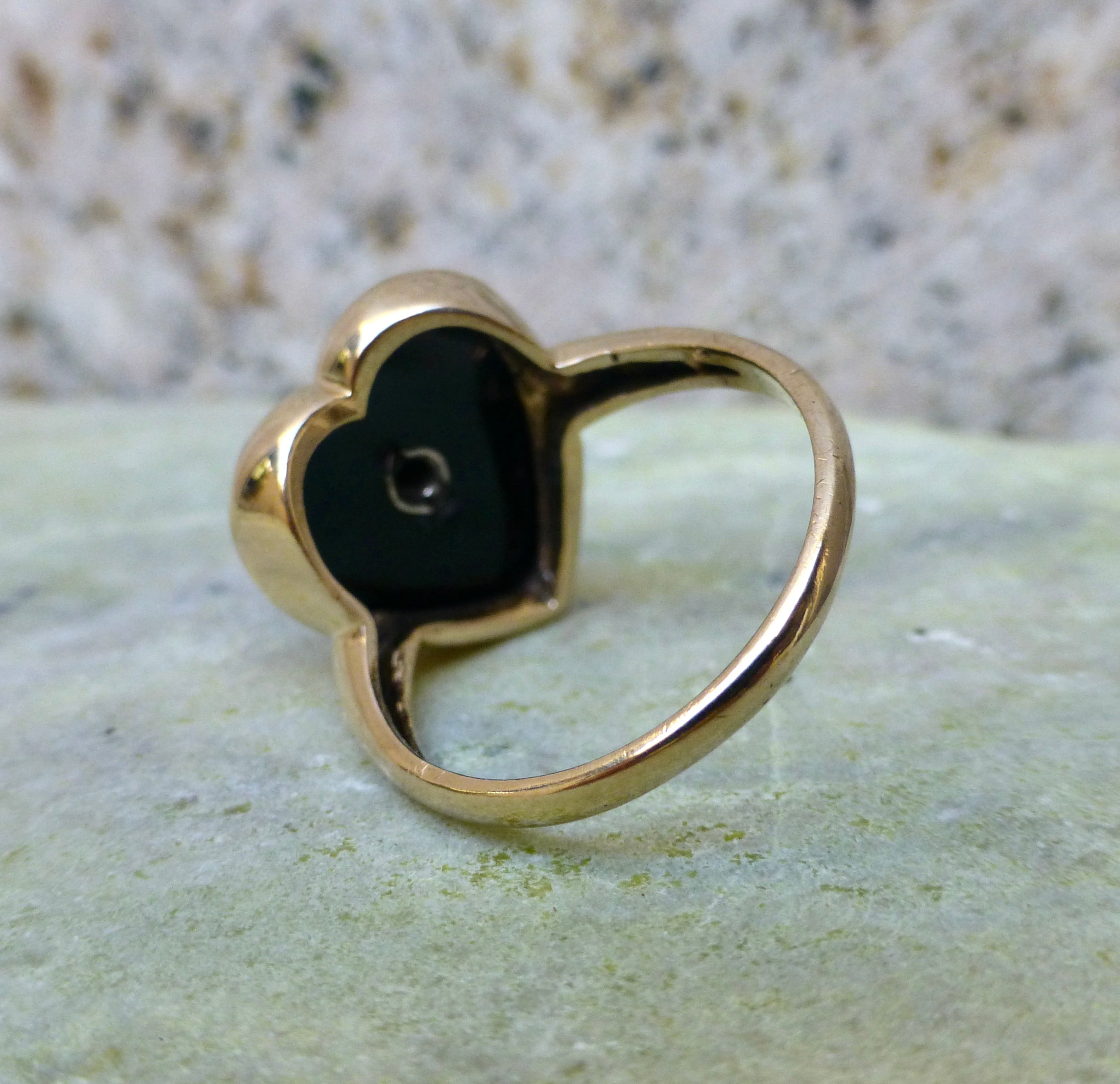 Vintage Black Onyx Heart Ring In 10 Karat Gold