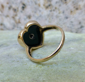 Vintage Black Onyx Heart Ring In 10 Karat Gold