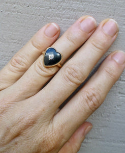 Vintage Black Onyx Heart Ring In 10 Karat Gold