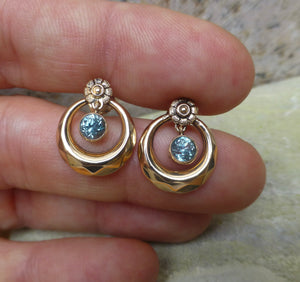 Art Deco Blue Zircon Earrings In 10 Karat Gold