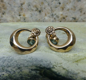 Art Deco Blue Zircon Earrings In 10 Karat Gold