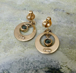 Art Deco Blue Zircon Earrings In 10 Karat Gold