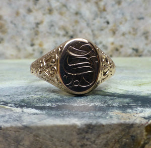 Art Deco S Monogram Signet Ring In 10 Karat Rose Gold