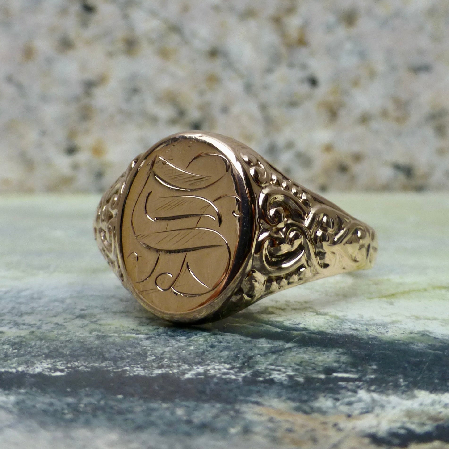 Art Deco S Monogram Signet Ring In 10 Karat Rose Gold