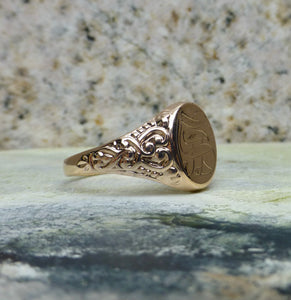 Art Deco S Monogram Signet Ring In 10 Karat Rose Gold