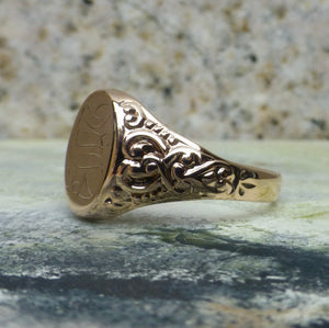 Art Deco S Monogram Signet Ring In 10 Karat Rose Gold