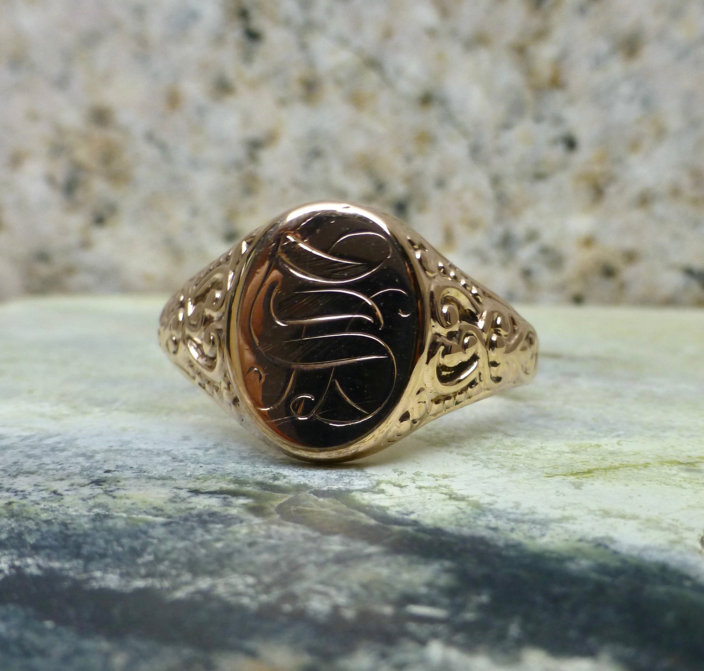 Art Deco S Monogram Signet Ring In 10 Karat Rose Gold