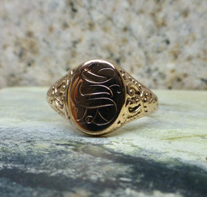 Art Deco S Monogram Signet Ring In 10 Karat Rose Gold