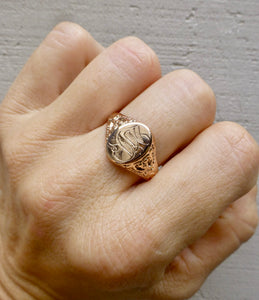 Art Deco S Monogram Signet Ring In 10 Karat Rose Gold