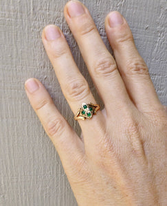 Edwardian Green Glass Paste Ring In 10 Karat Gold
