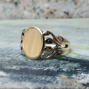 Antique Blank Signet Ring In 10 Karat Gold, By JR Woods and Sons