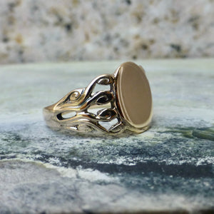 Antique Blank Signet Ring In 10 Karat Gold, By JR Woods and Sons