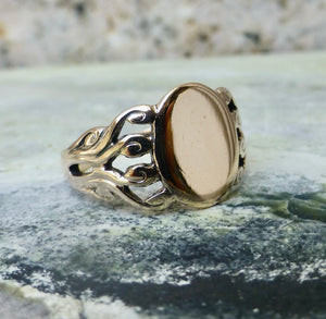 Antique Blank Signet Ring In 10 Karat Gold, By JR Woods and Sons