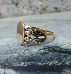 Antique Blank Signet Ring In 10 Karat Gold, By JR Woods and Sons