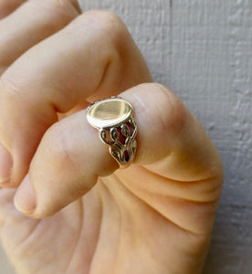 Antique Blank Signet Ring In 10 Karat Gold, By JR Woods and Sons