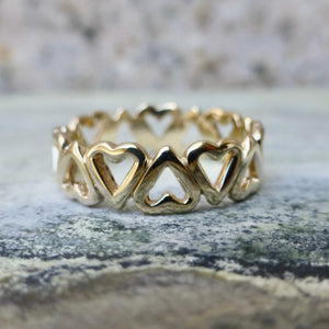 Modern Wide Women's 10k Heart Wedding Band