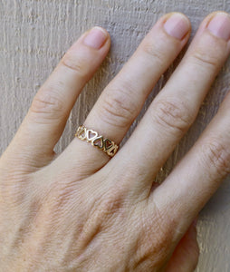 Modern Wide Women's 10k Heart Wedding Band