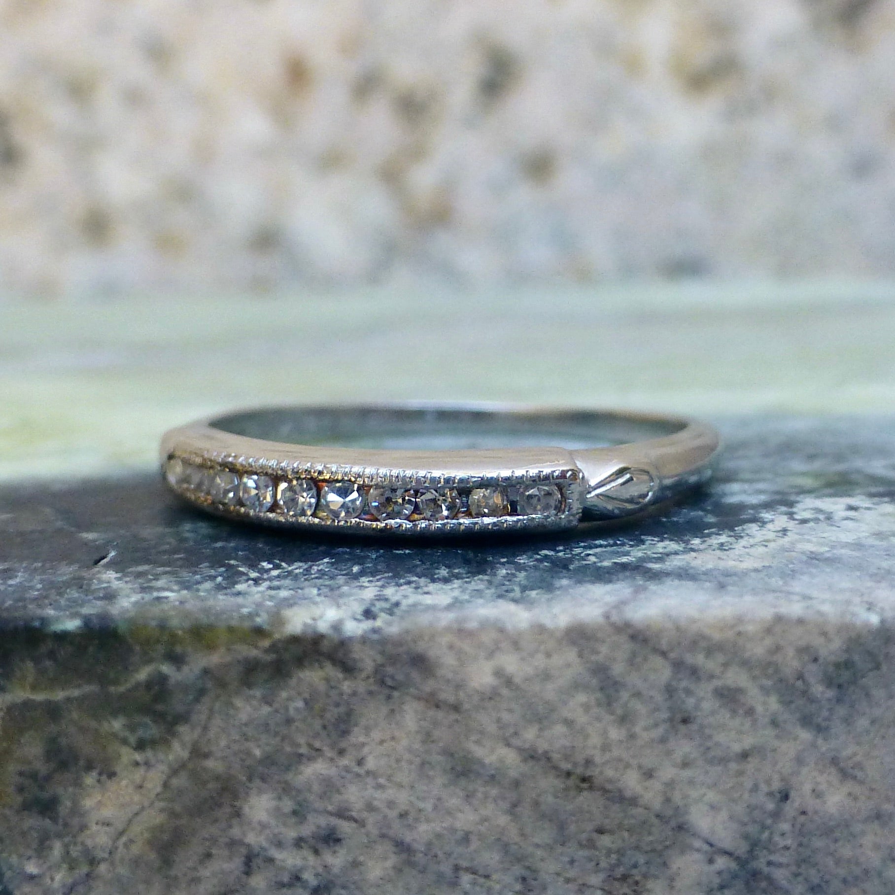 Late Art Deco Platinum and Diamond Wedding Band
