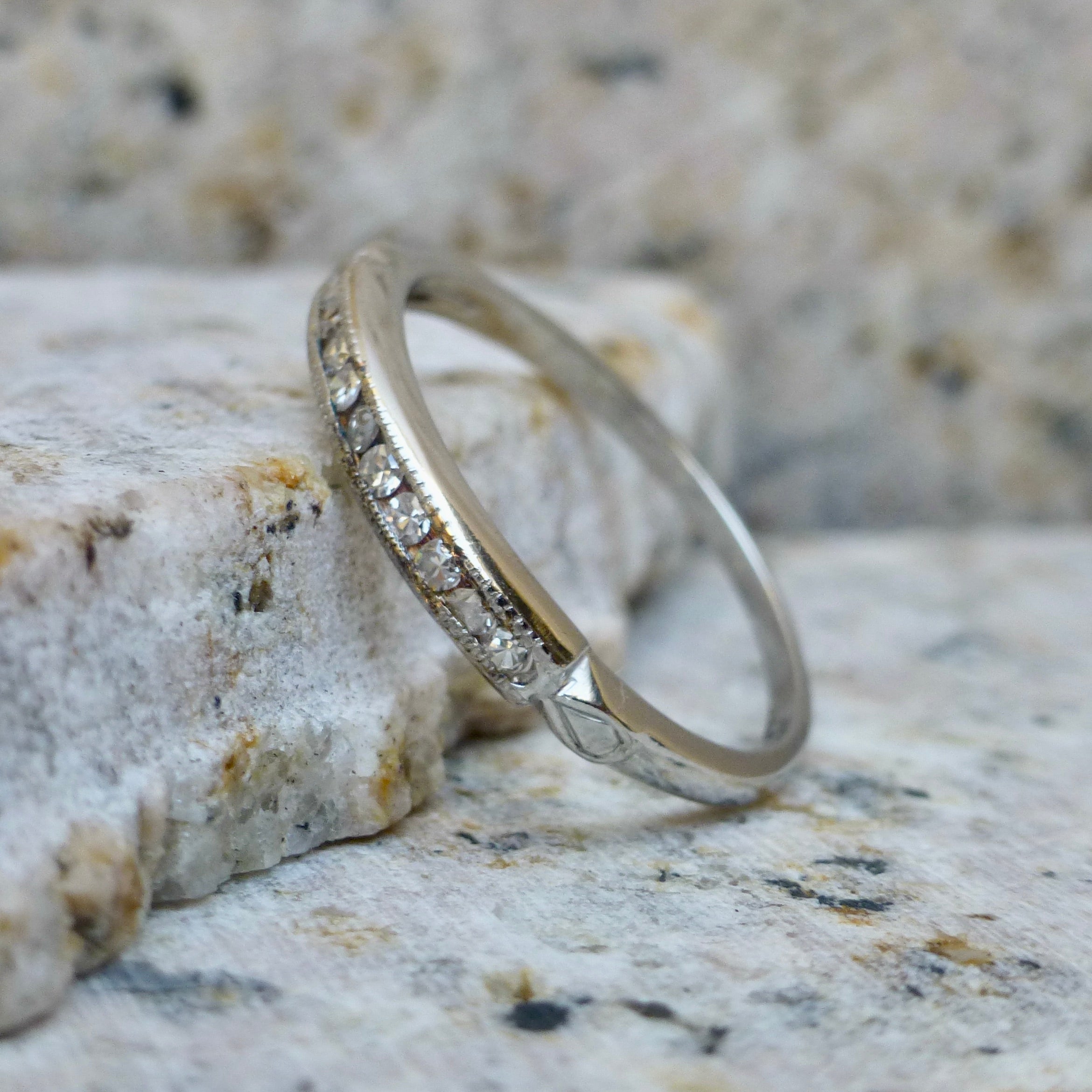 Late Art Deco Platinum and Diamond Wedding Band