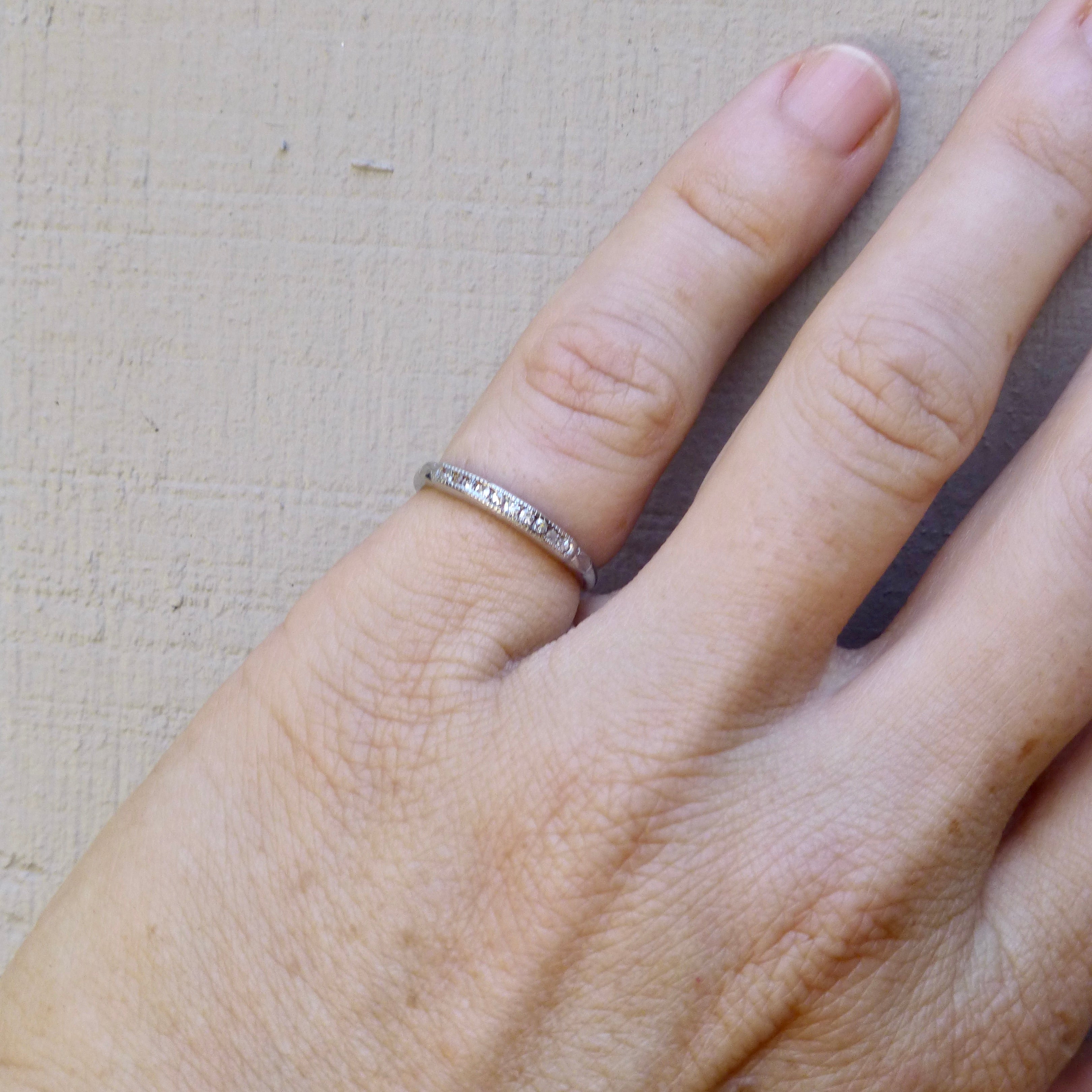 Late Art Deco Platinum and Diamond Wedding Band