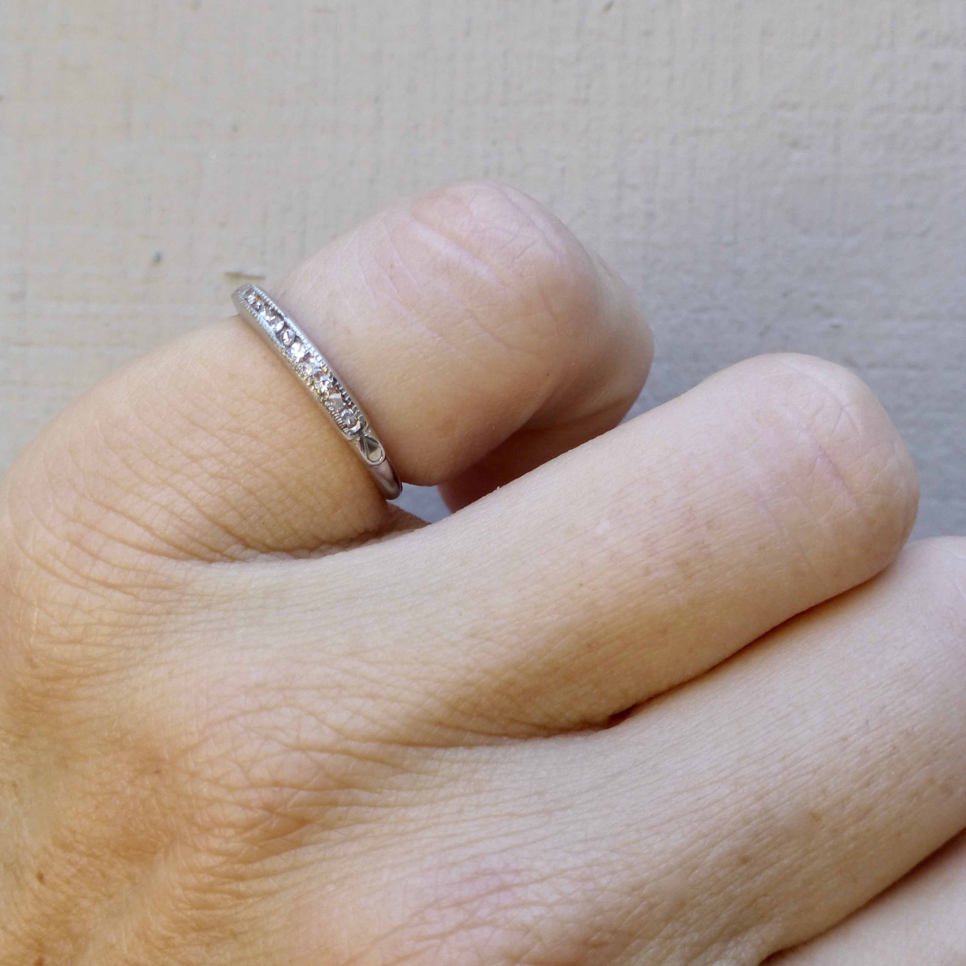 Late Art Deco Platinum and Diamond Wedding Band