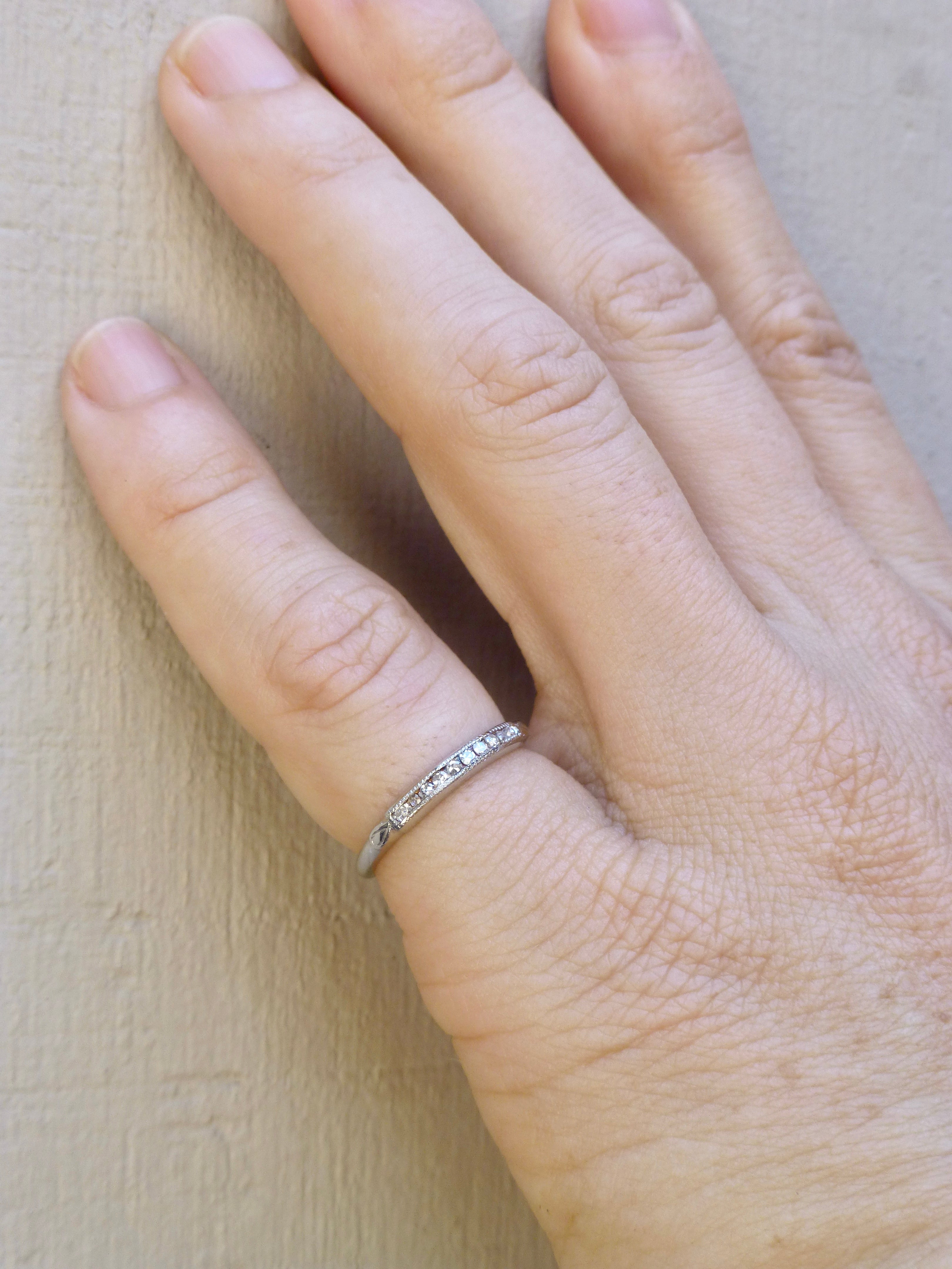 Late Art Deco Platinum and Diamond Wedding Band
