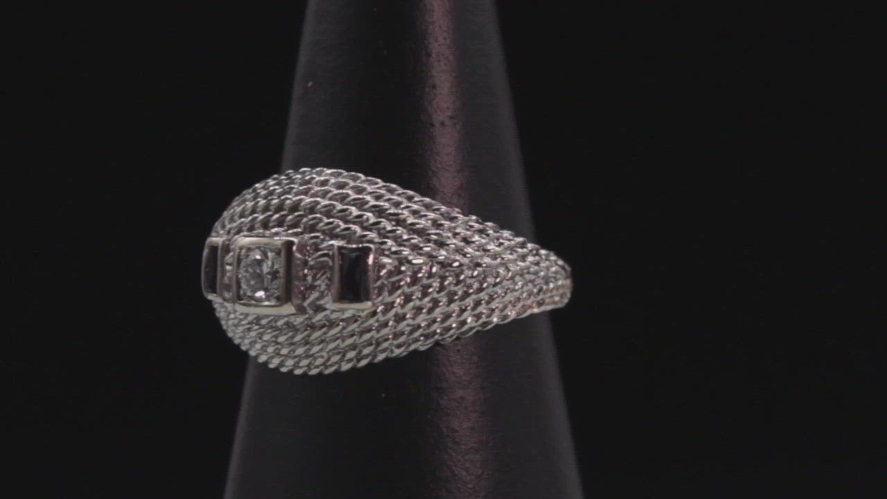 Mid-Century Diamond and Spinel Cocktail Ring In 14k White Gold