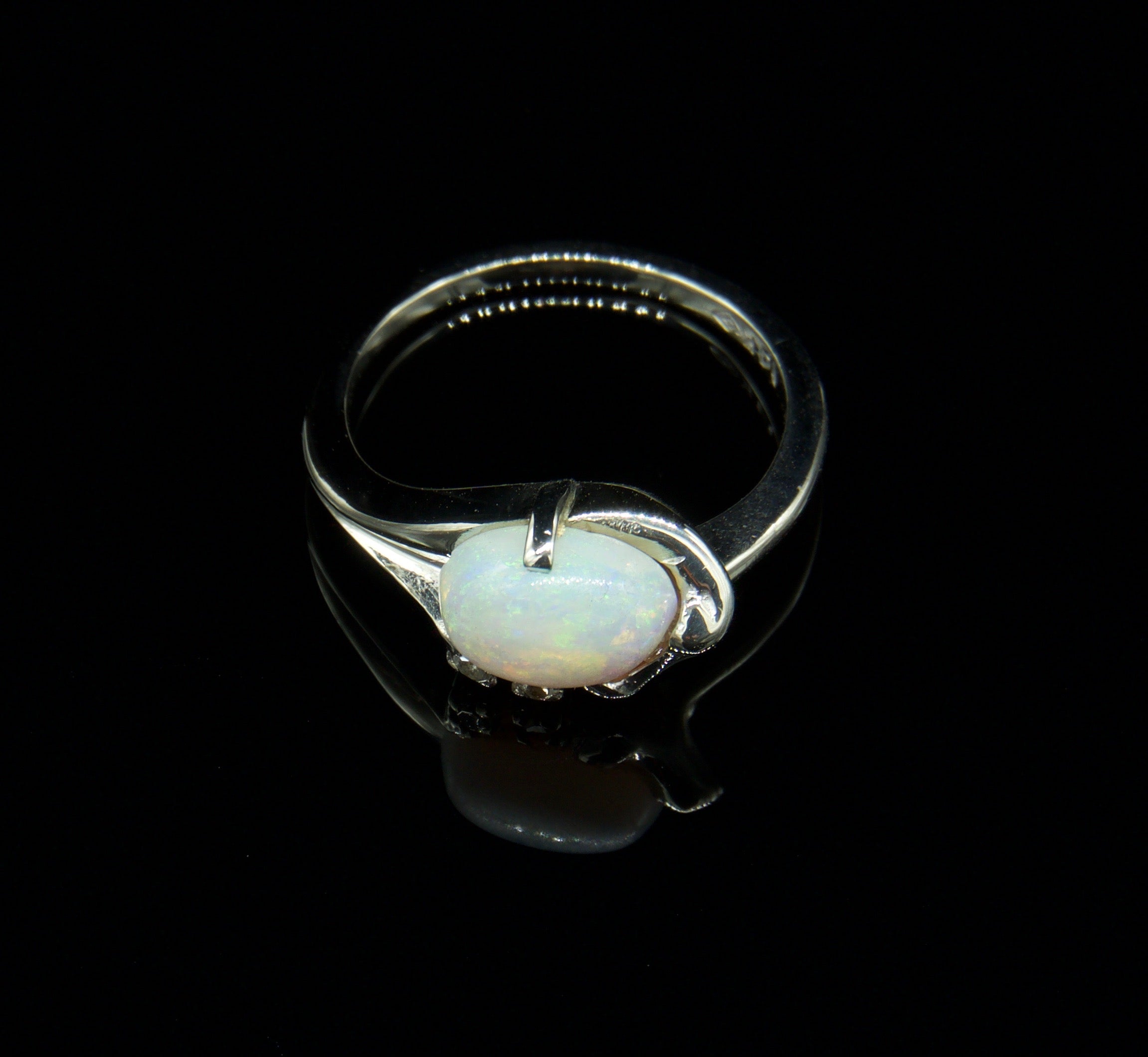 Vintage Opal and Diamond14k White Gold Ring