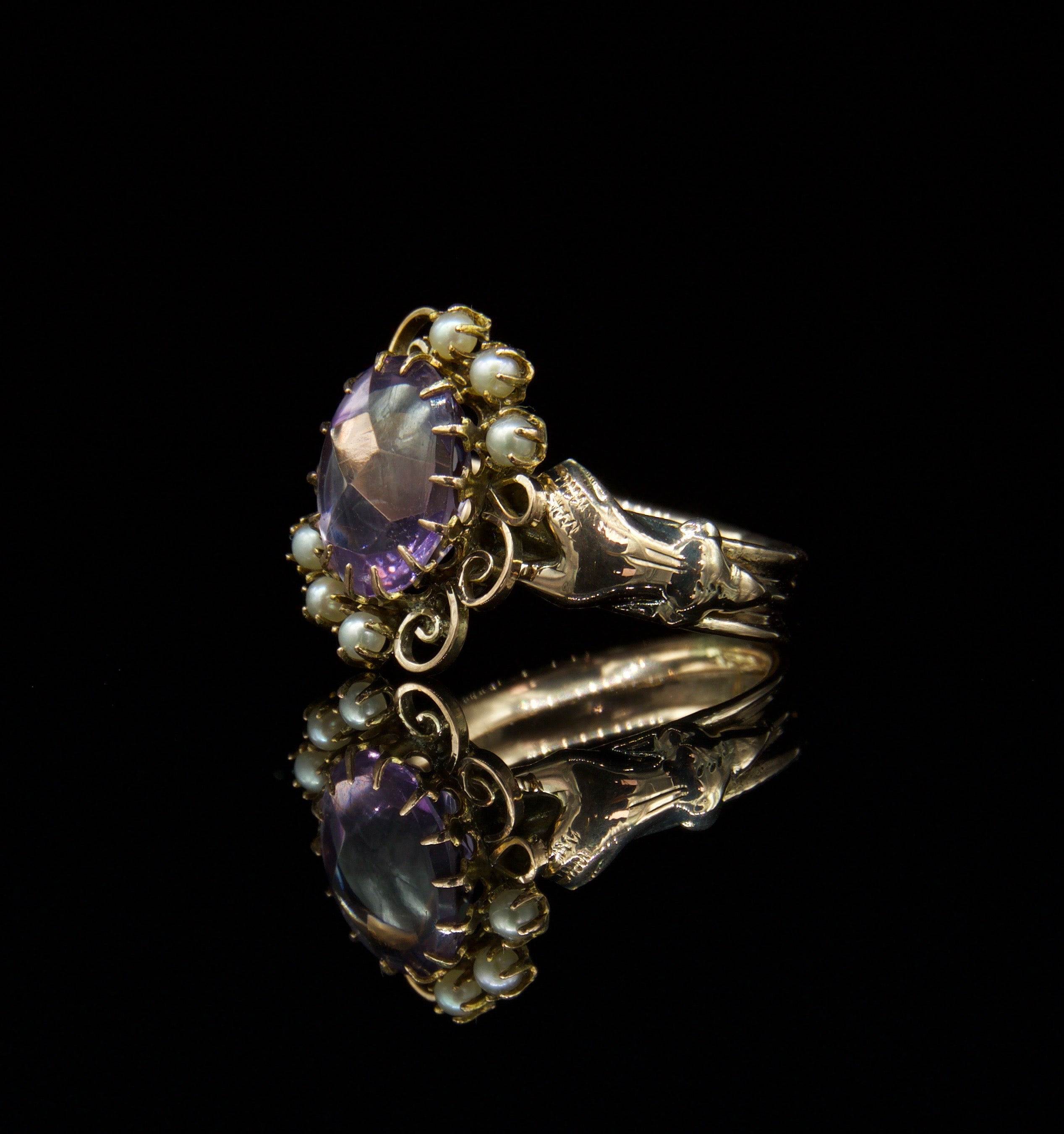 Victorian Amethyst Fede 10k Gold Ring