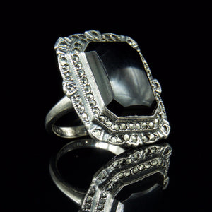 Art Deco Women's Onyx Dinner Ring