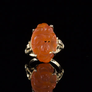 Retro Carnelian and 10K Gold Signet Ring