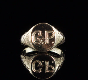 Antique GP Monogram Signet Ring In 10 Karat Gold