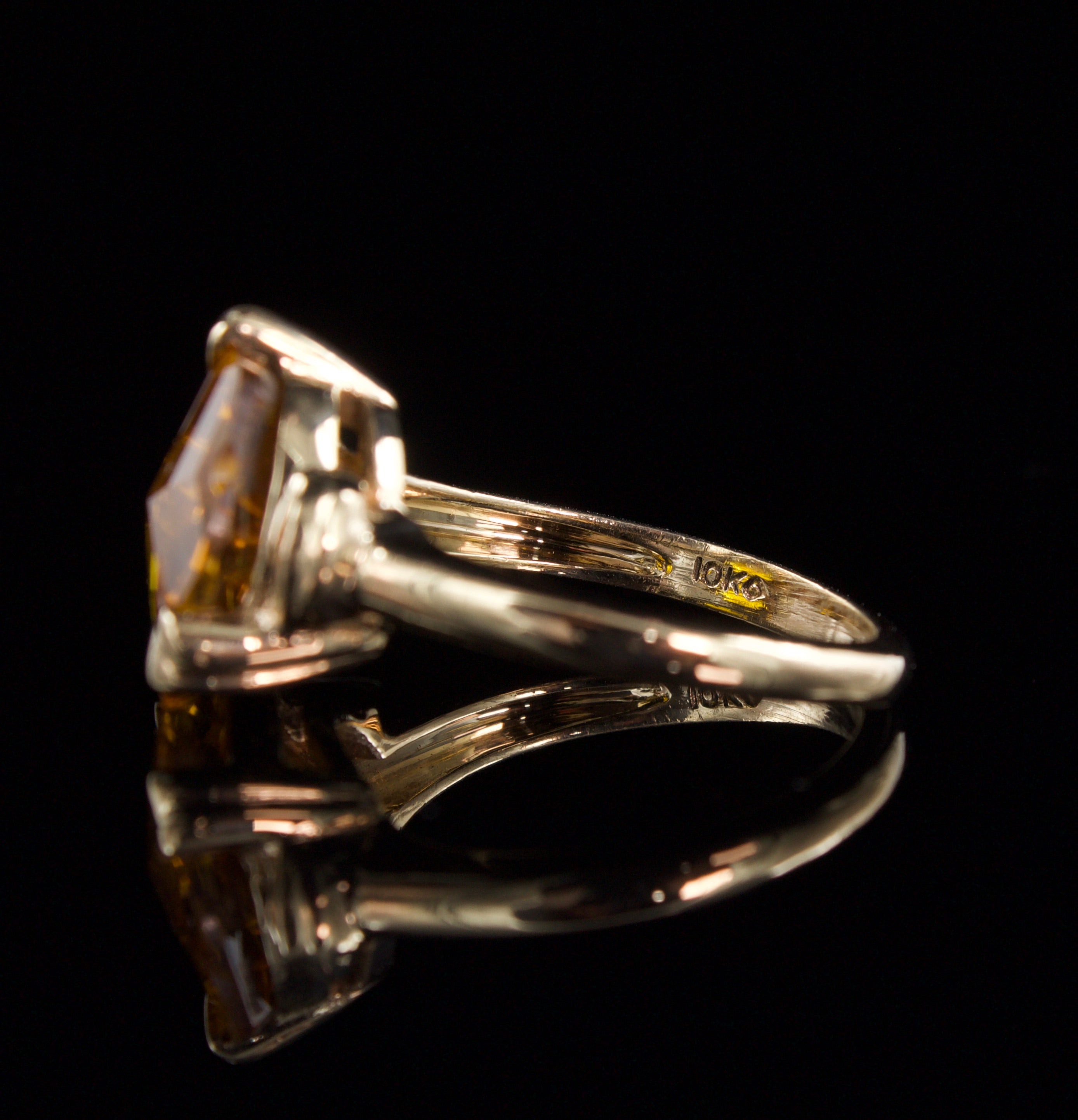 Vintage Fancy Cut Orange Sapphire Ring In 10 Karat Gold