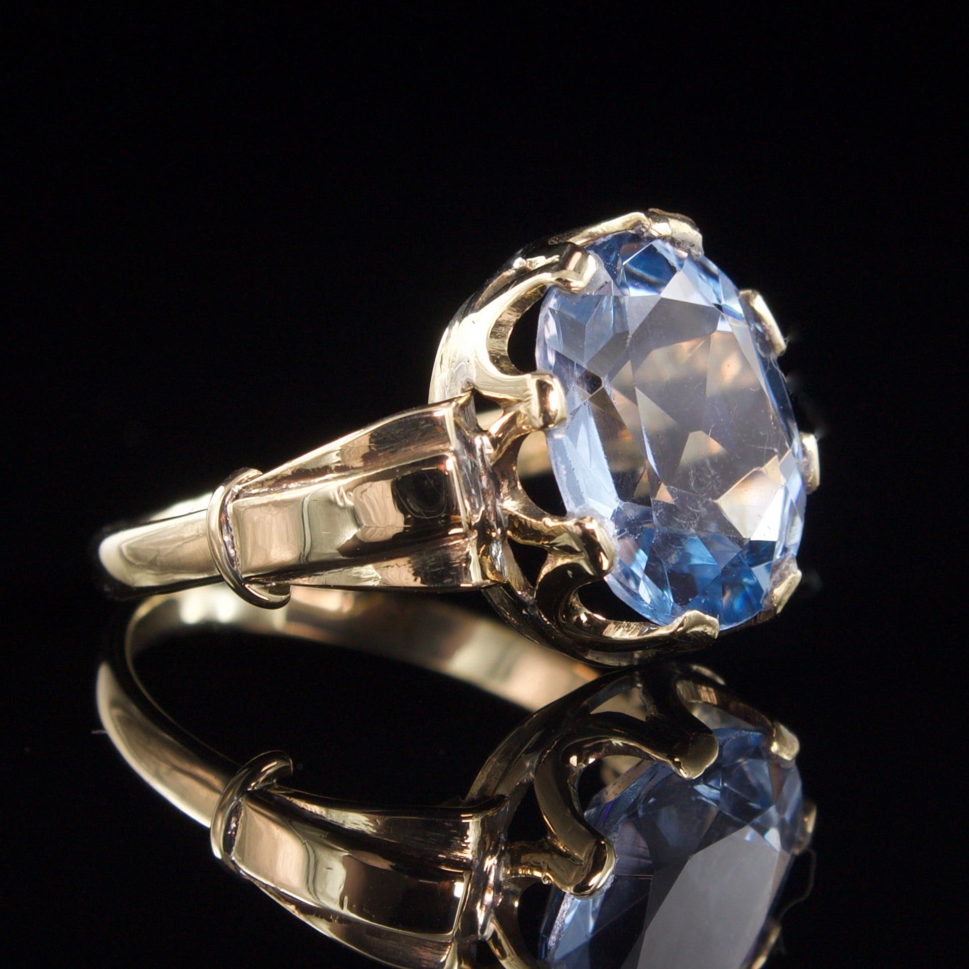 Mid Century Topaz Ring In 14 Karat Gold