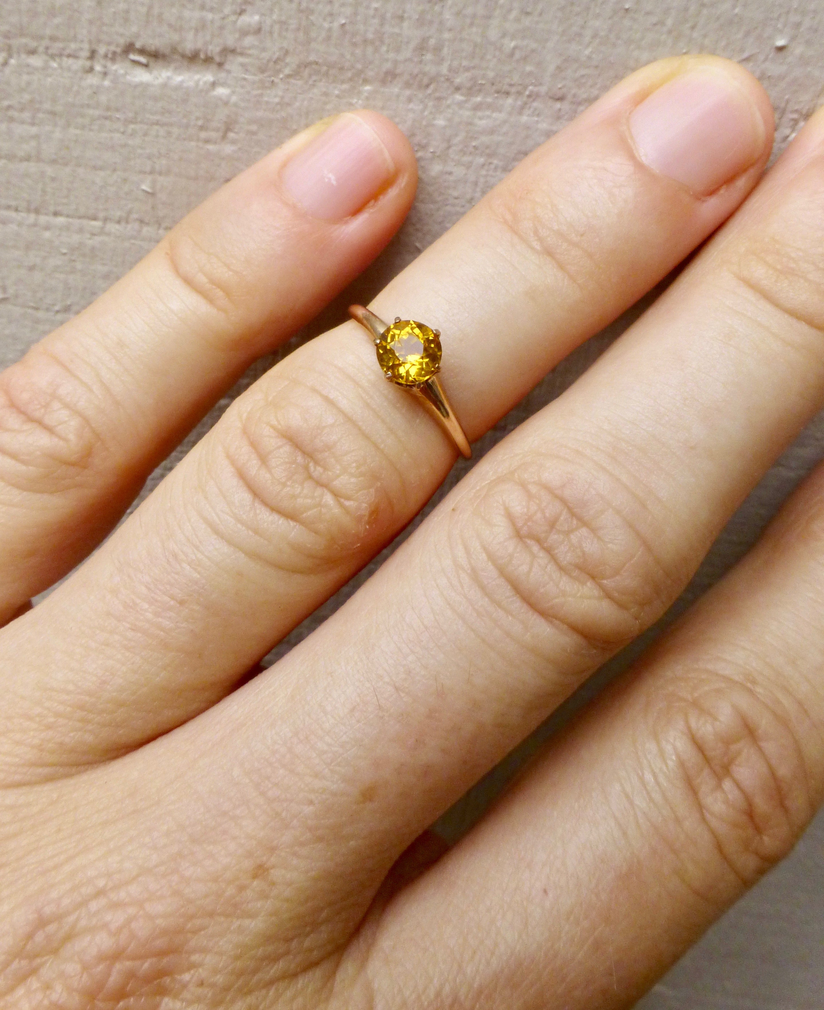 Art Deco Yellow Paste Gemstone Ring