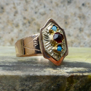 Antique Victorian Garnet Signet Ring