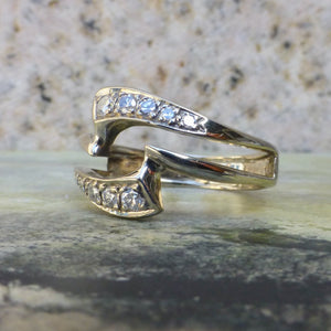 Vintage Diamond 14k Gold Double Band Ring