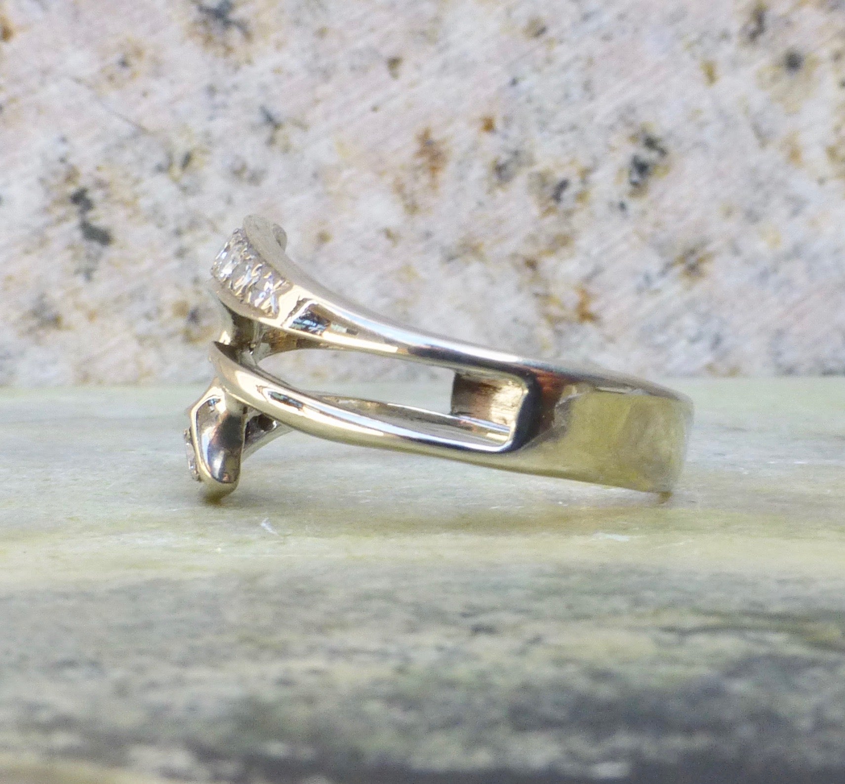 Vintage Diamond 14k Gold Double Band Ring