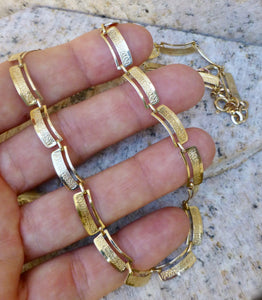 Mid Century Modern 1970's Gold Wide Link Chain Necklace