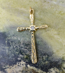 Vintage Diamond And 14k Gold Cross