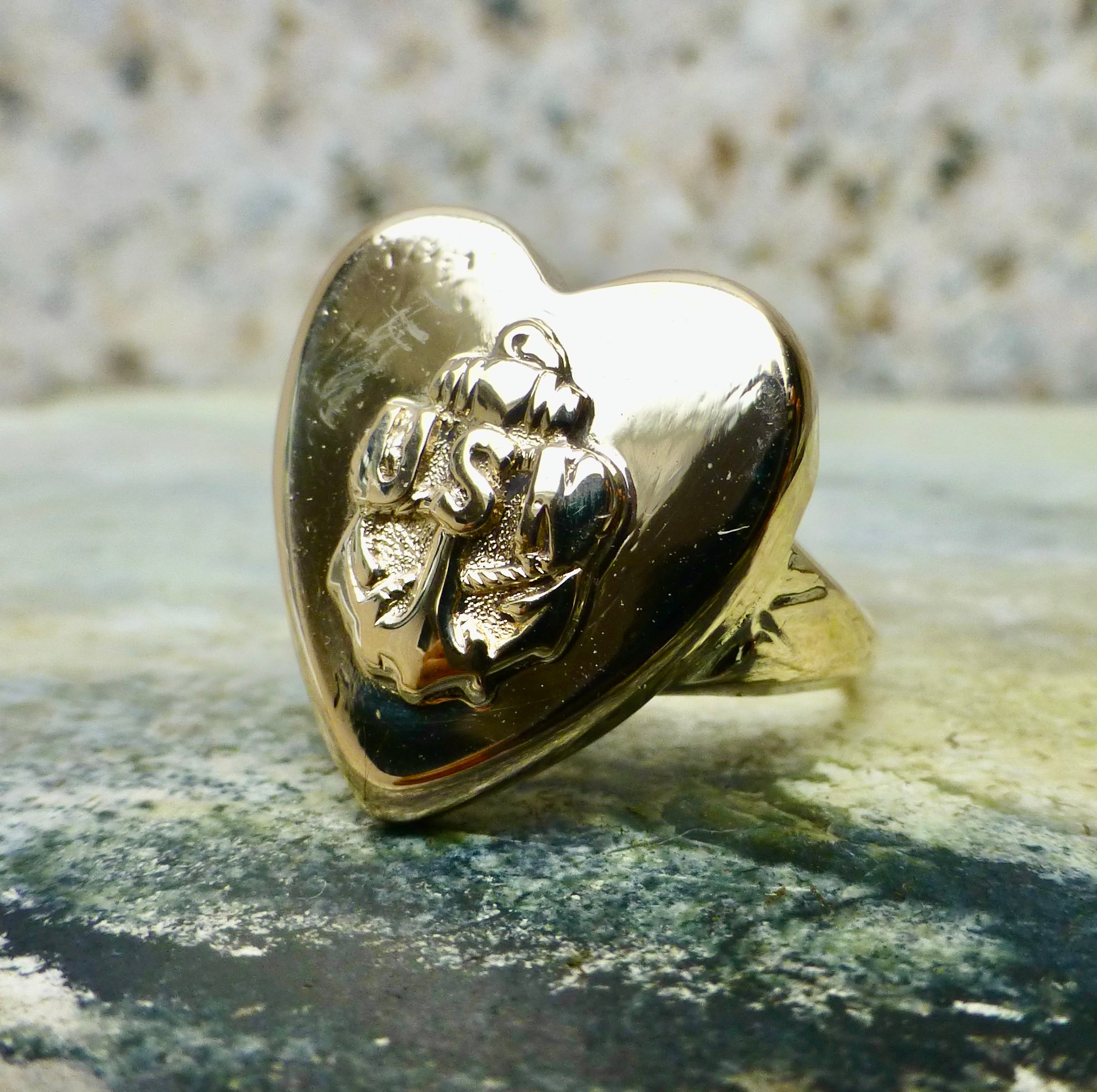 Retro US Navy Heart Ring In 10 Karat Gold