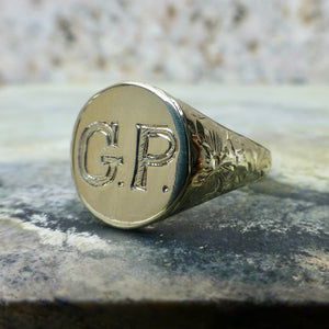 Antique GP Monogram Signet Ring In 10 Karat Gold