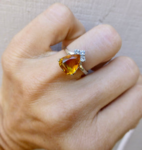Vintage Fancy Cut Orange Sapphire Ring In 10 Karat Gold