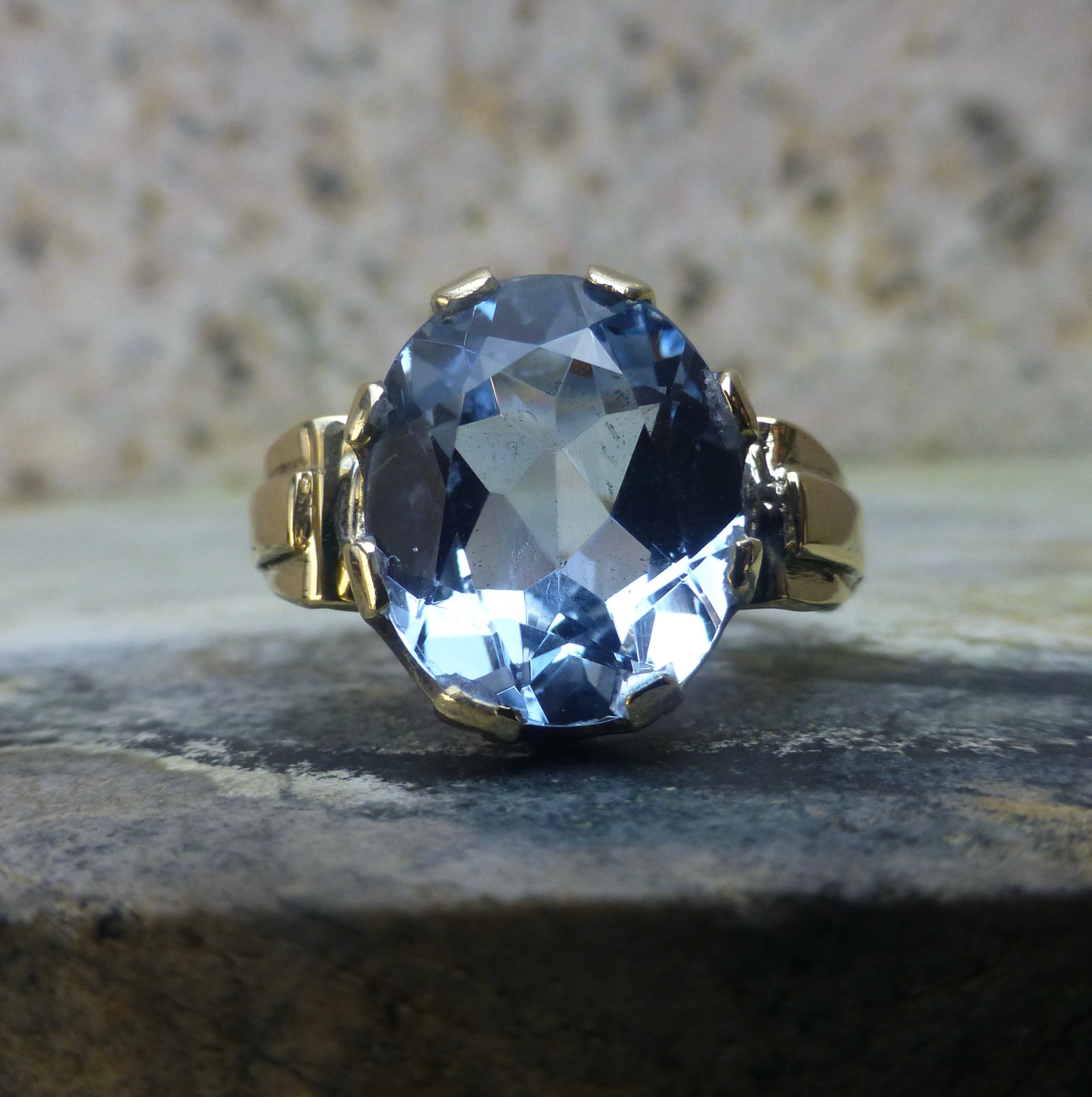 Mid Century Topaz Ring In 14 Karat Gold