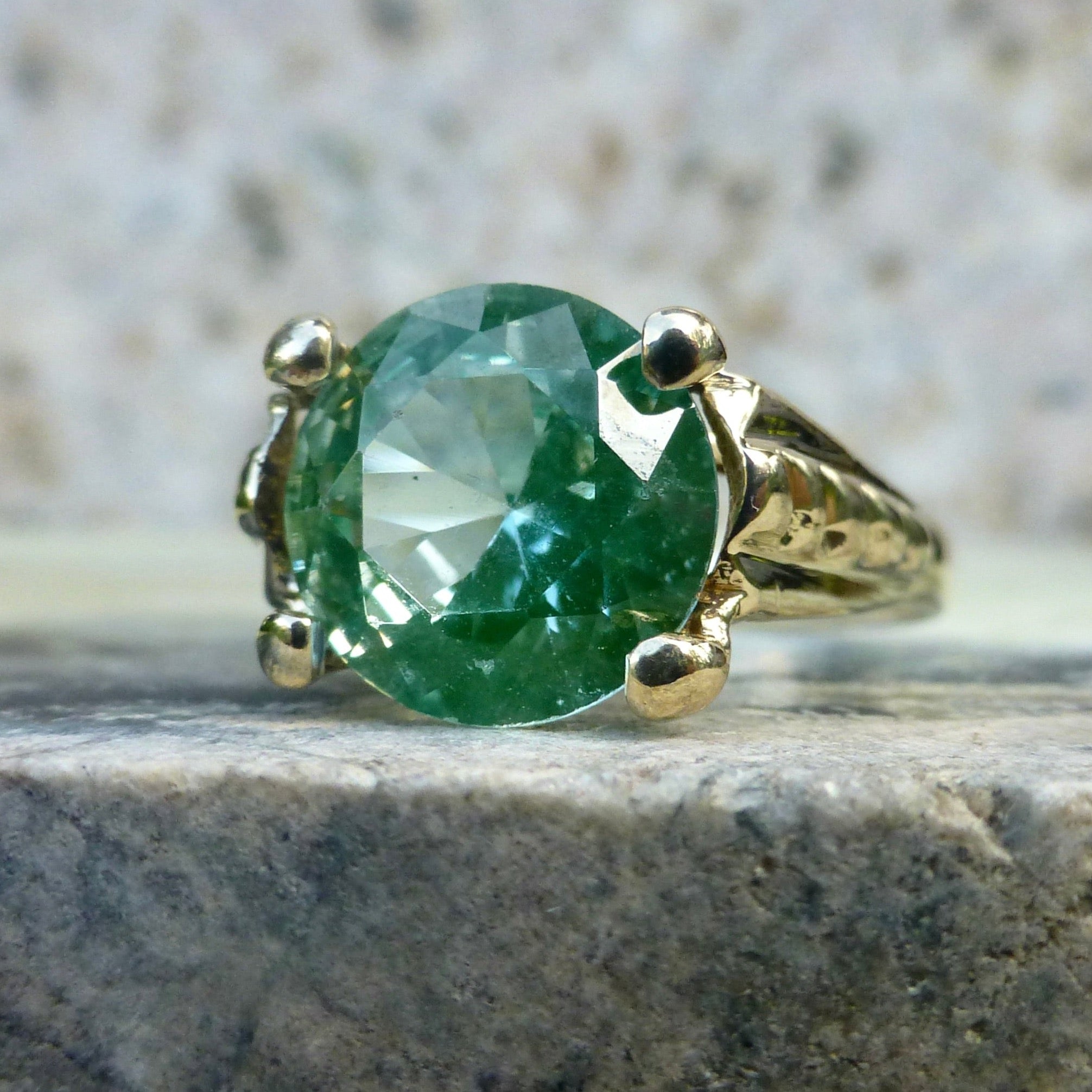 Antique Style Green Tourmaline Diamond Gold Cocktail Ring – jeweleretteandco